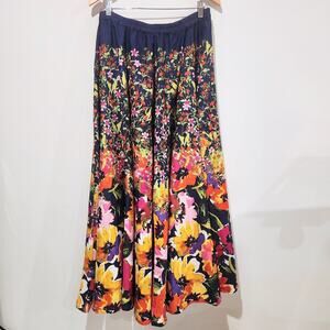 Cupio Womens Navy Blue Floral Maxi Skirt Size Large Bloomcore Feminine Dainty